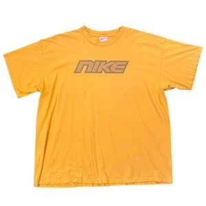 1990s Vintage Nike Puff Print Graphic Yellow T-Shirt XXL